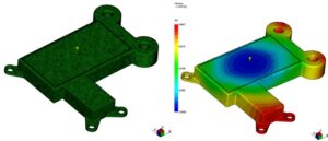 Moldflow Images showing mesh and filling output from Autodesk Moldflow Insight