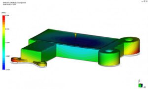 Moldflow Image showing warpage deflection output from Autodesk Moldflow Insight