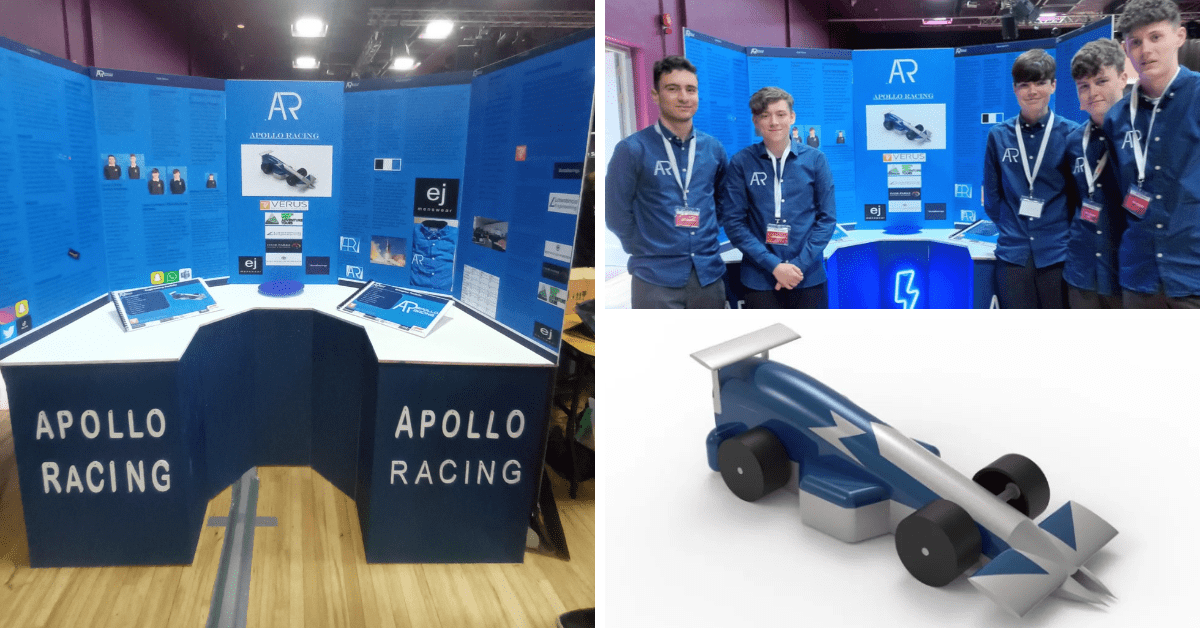 The Apollo Racing team members, booth, and car.