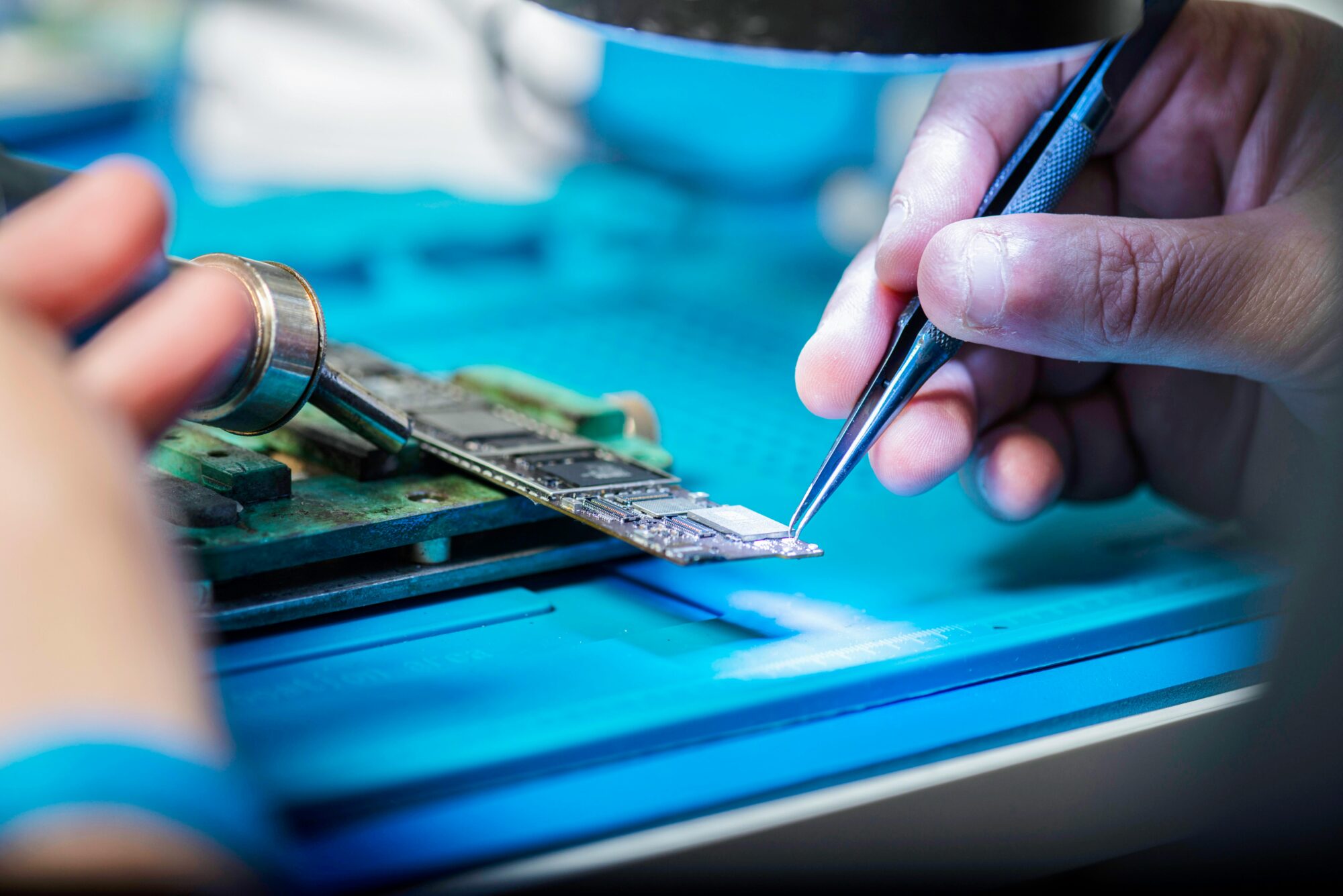 engineer working on electronics